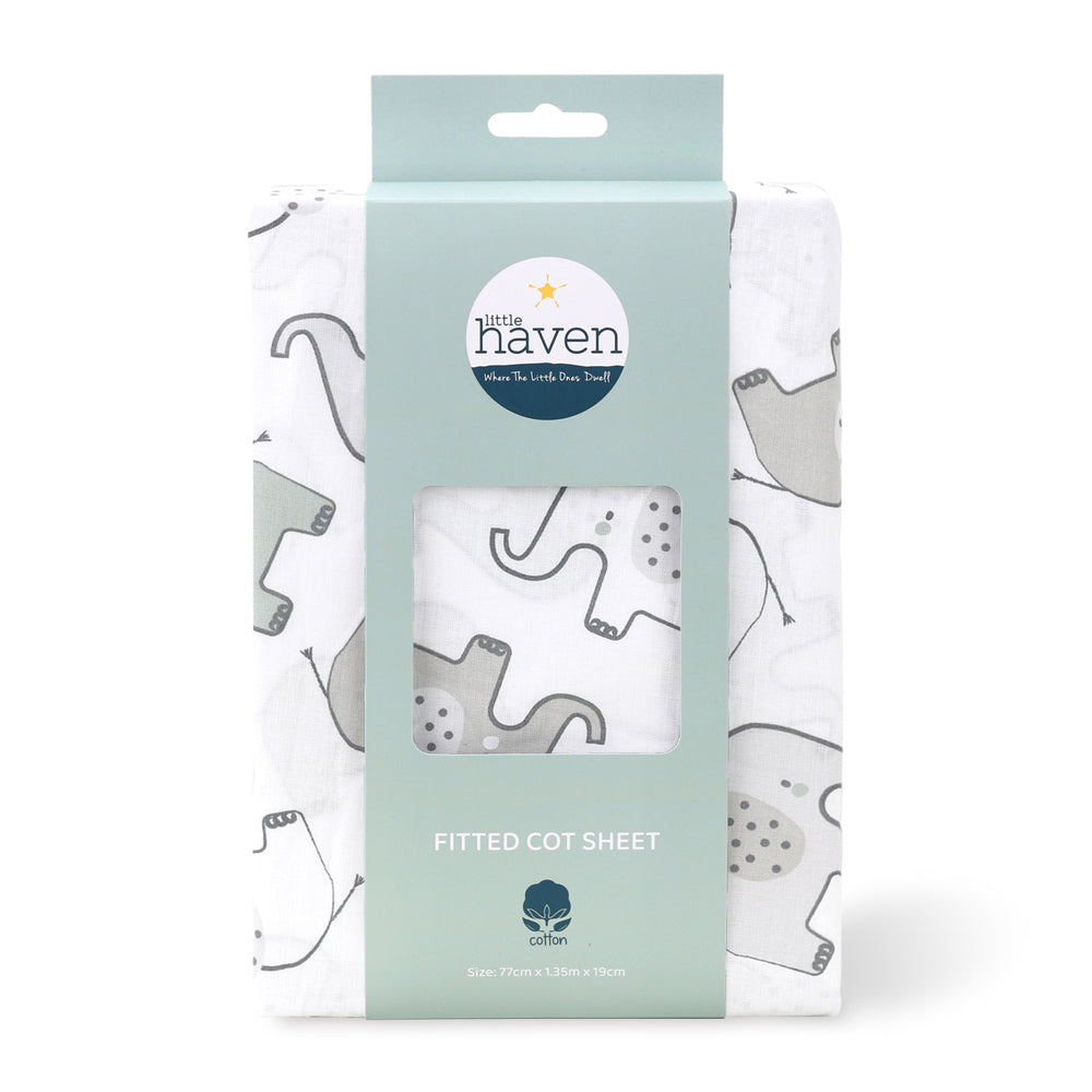 2PK Little Haven Cot Fitted Elephant Baby Bedding Sheet 135cm