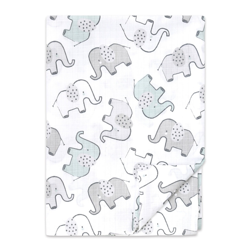 3PK Little Haven Muslin Wrap Elephant Baby Blanket 100cm