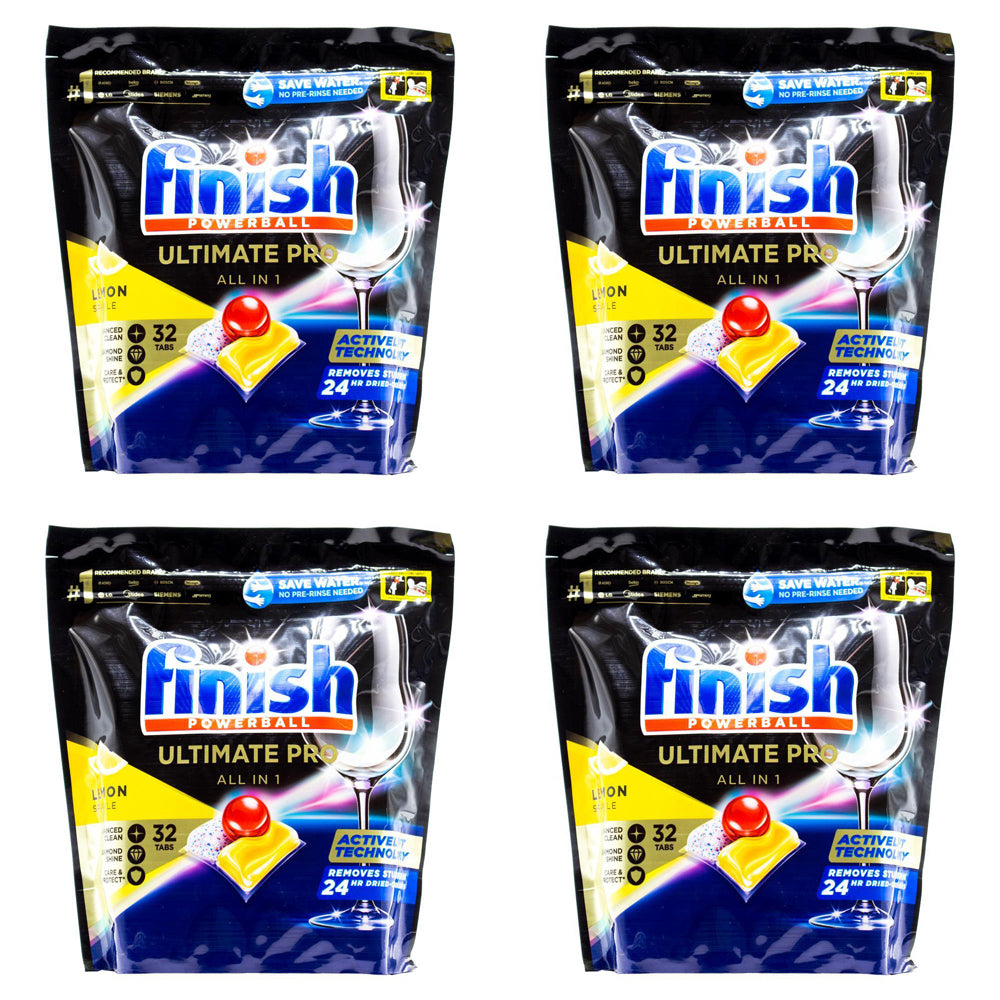 128pc Finish Powerball Ultimate Pro All-In-1 Dishwasher Tabs Lemon Sparkle