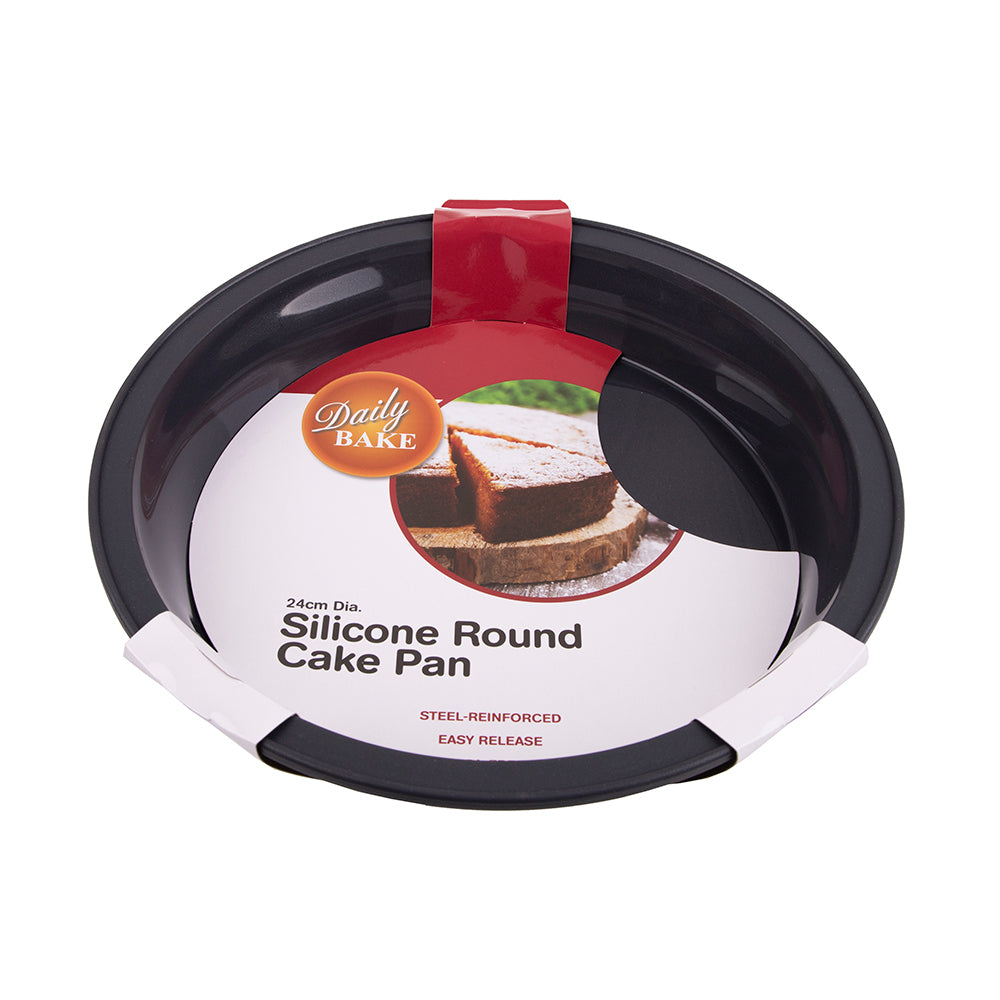 2x Daily Bake Silicone Round Cake Pan 24cm dia - Charcoal