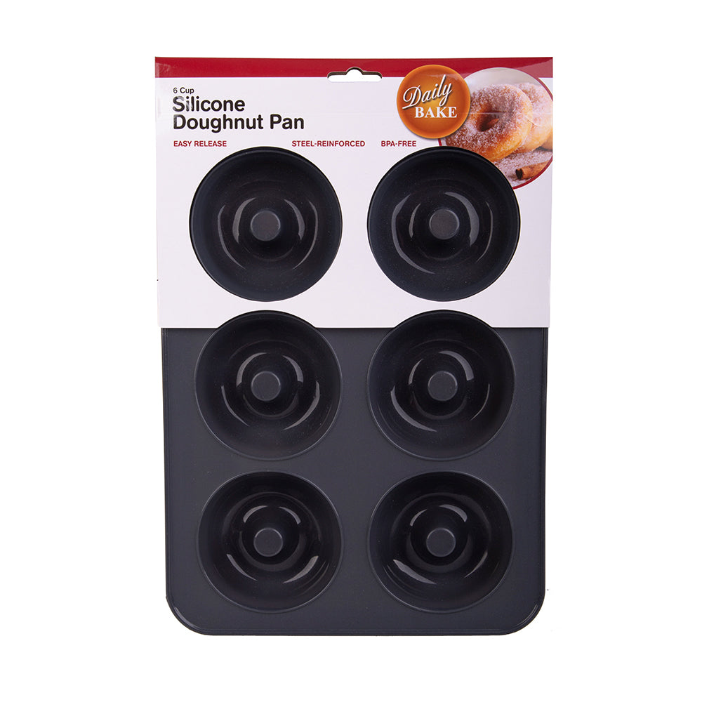 2x Daily Bake Silicone 6 Cup Doughnut Pan - Charcoal