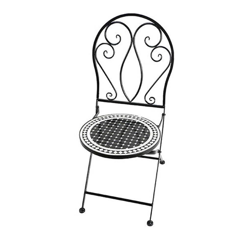 Coated Steel Mosaic Chair Outdoor Furniture 93x50cm Black & White