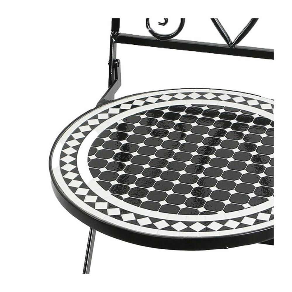 Coated Steel Mosaic Chair Outdoor Furniture 93x50cm Black & White