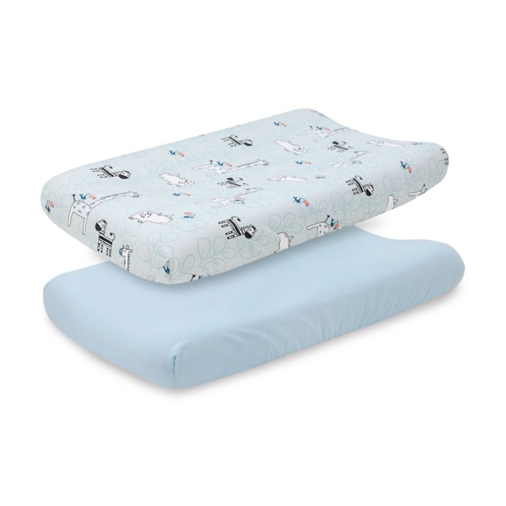 7pc Little Haven Safari Boy Themed Baby Cot Bedding Bundle Blue