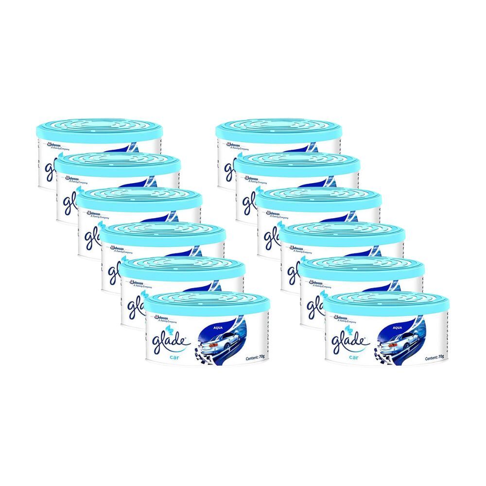12PK Glade Mini Gel Auto Car Aqua Air Freshener 70g Scented