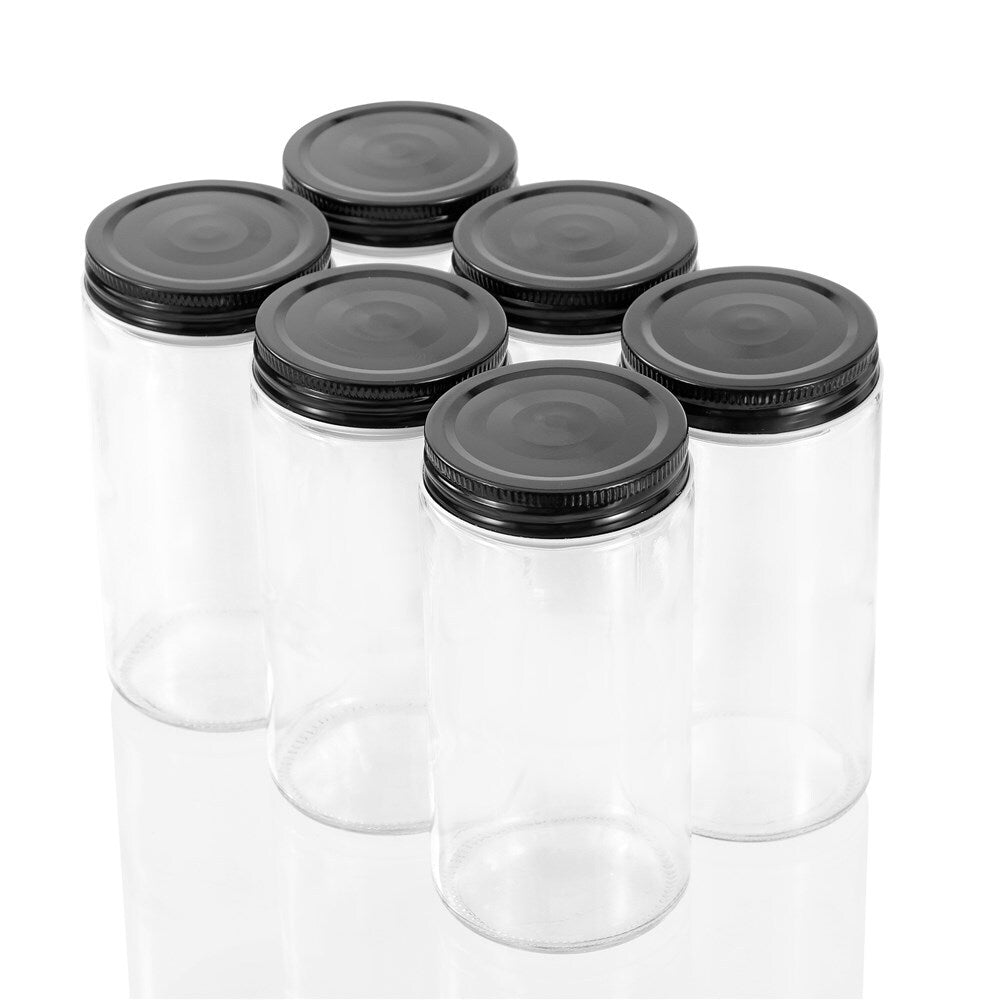 2PK 6PK Lemon & Lime 500ml Preserve Jar Capri Glass w/ Black Lid