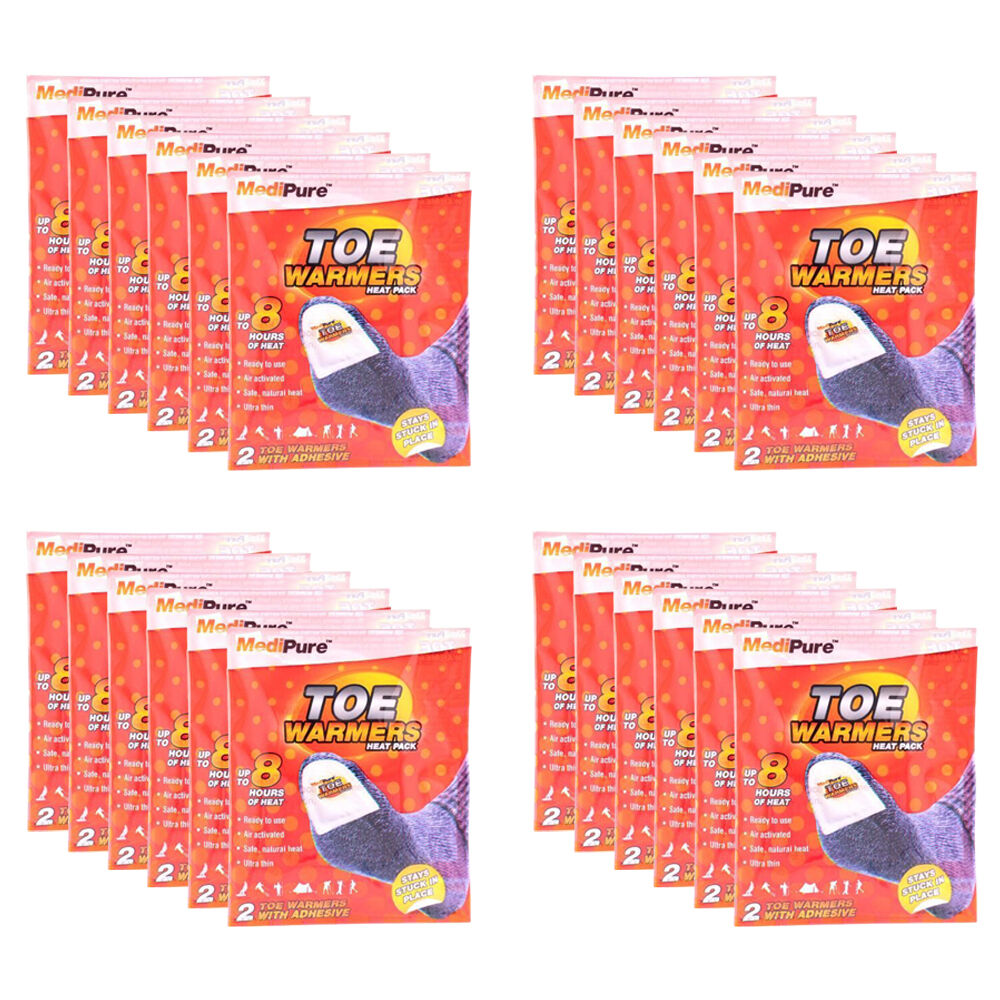 24x 2pc MEDIPURE Ultra Thin Toe Warmers w/Adhesive Upto 8hrs Heat Pack Air Activated