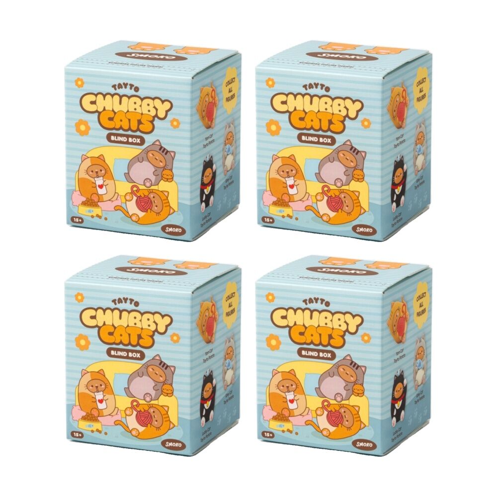 4PK Smoko Tayto Chubby Cat Blind Box Toy Collectable Figurine 15Y+ Assorted