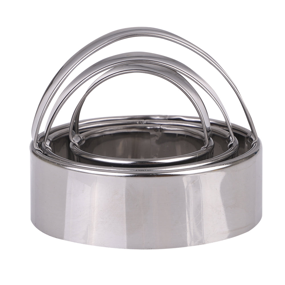 4x 3pc Appetito Stainless Steel Plain Scone Cutters w/Handle