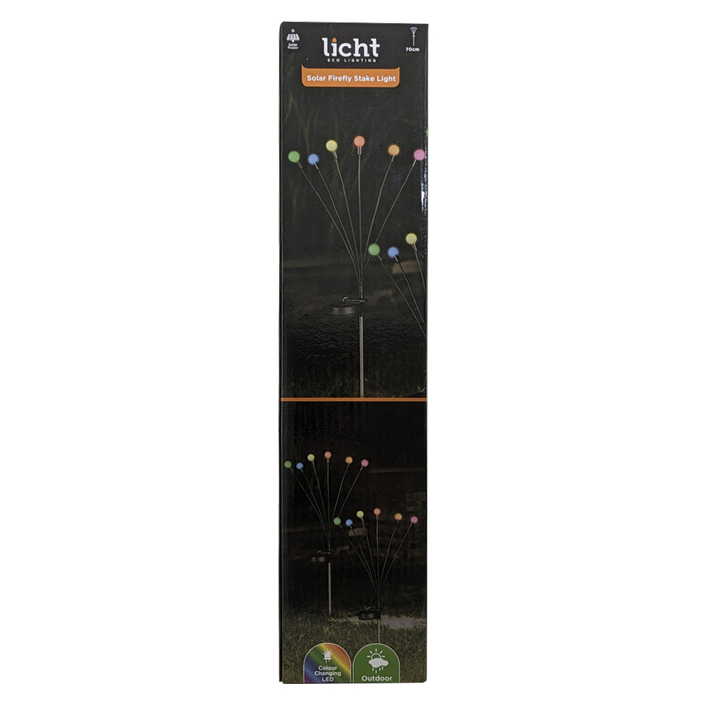 3x Licht Solar Firefly Stake Lights Warm White LED 70cm