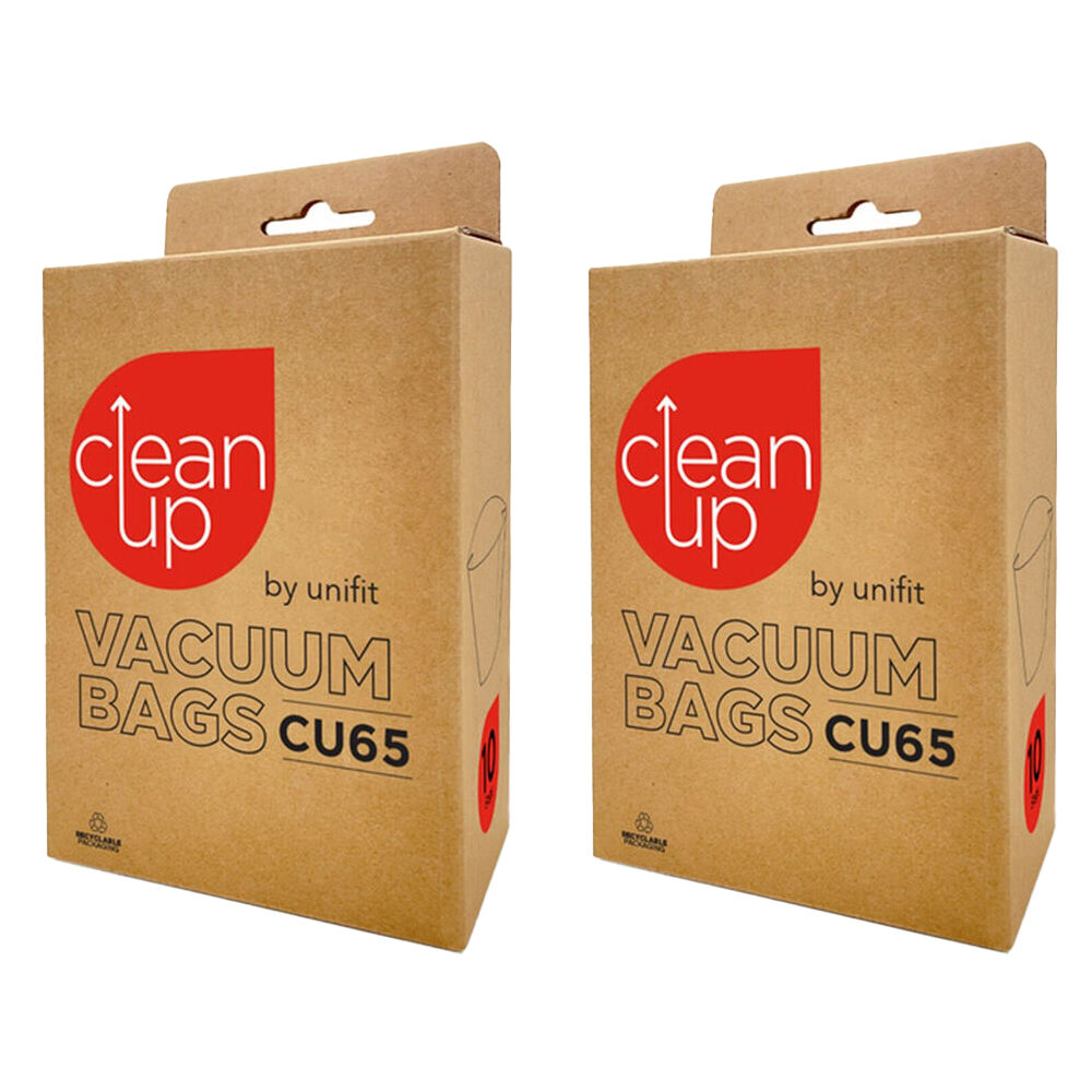 2x 10pc CleanUp CU65 Replacement Vacuum Bags Pro Series Cleaners White