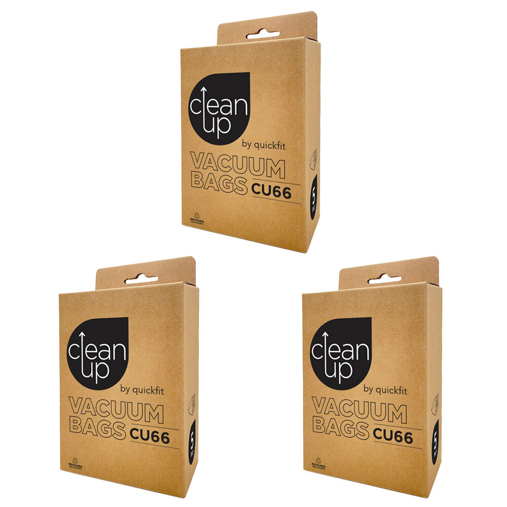 3x 5pc CleanUp CU66 Replacement Vacuum Bags for Hako Rocket Vac Xp White