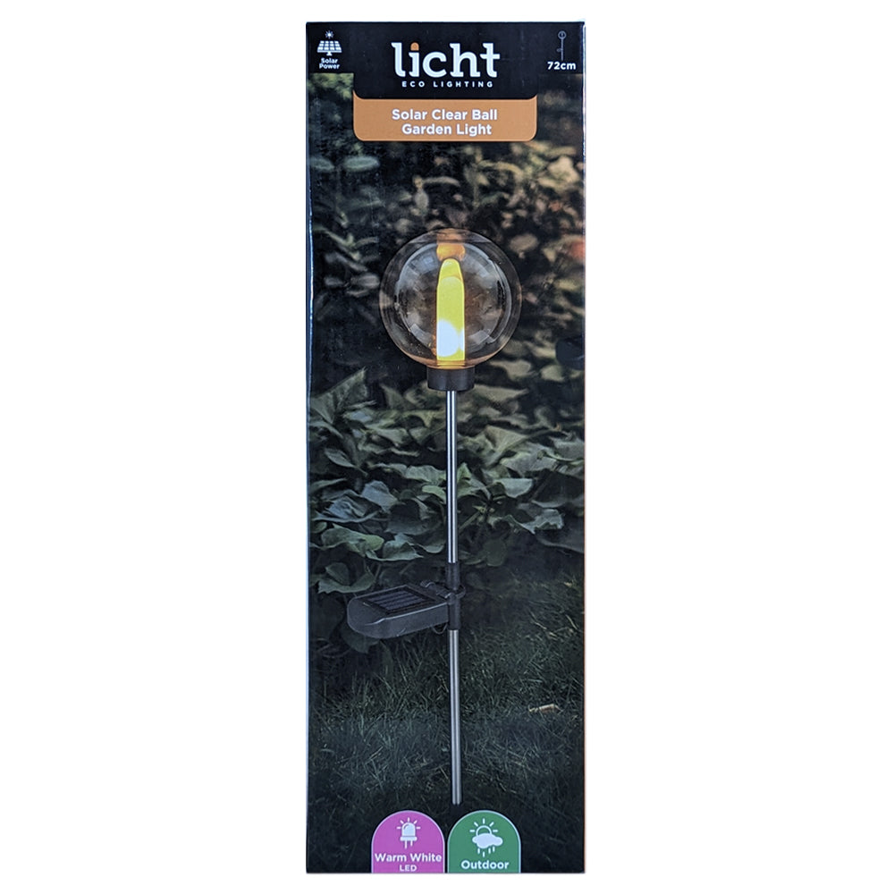 2x Licht Eco Lighting Solar Clear Ball Light Warm White LED 72cm