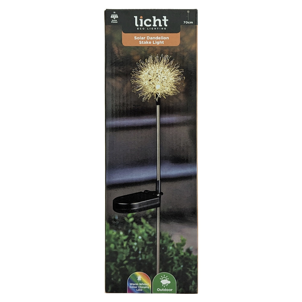 2x Licht Eco Lighting Solar Dandelion Stake Light Colour Changing Warm White LED 70cm