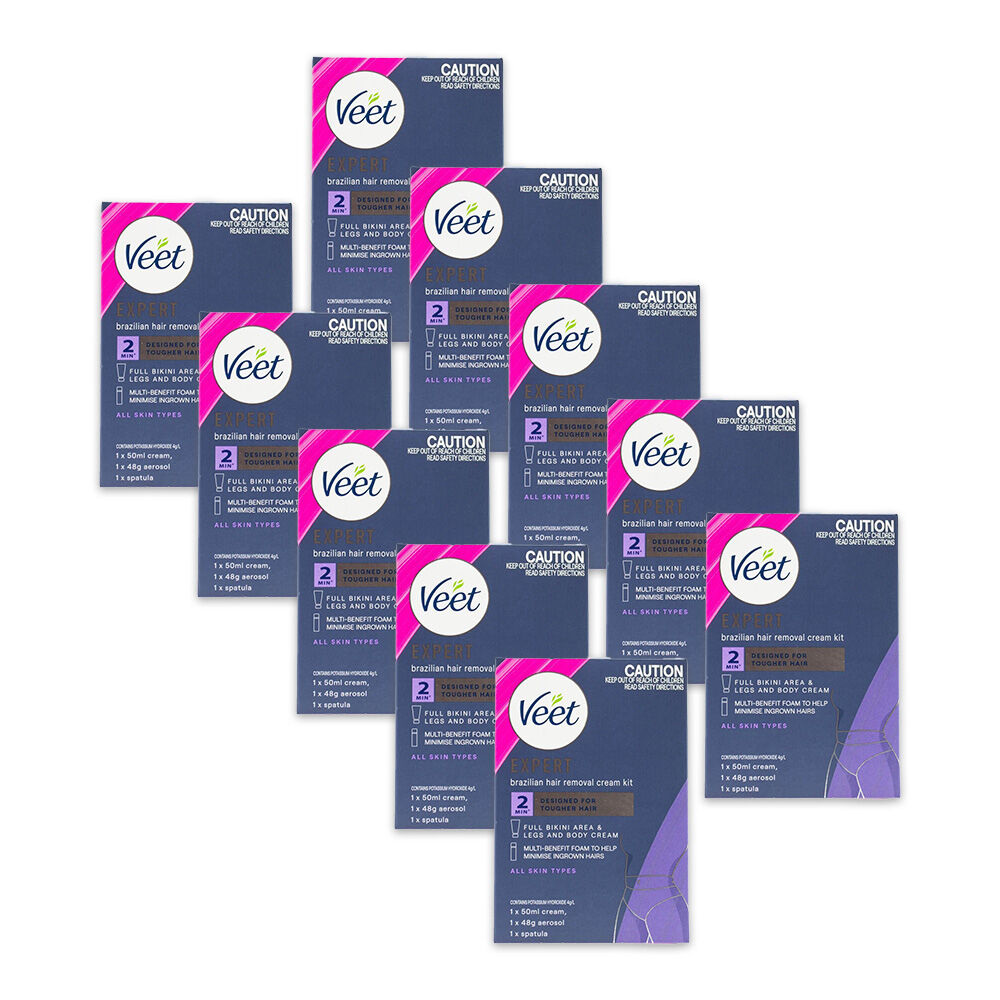 30pc Veet Expert Brazilian Hair Removal Kit Cream 50ml/Aerosol 48g/Spatula