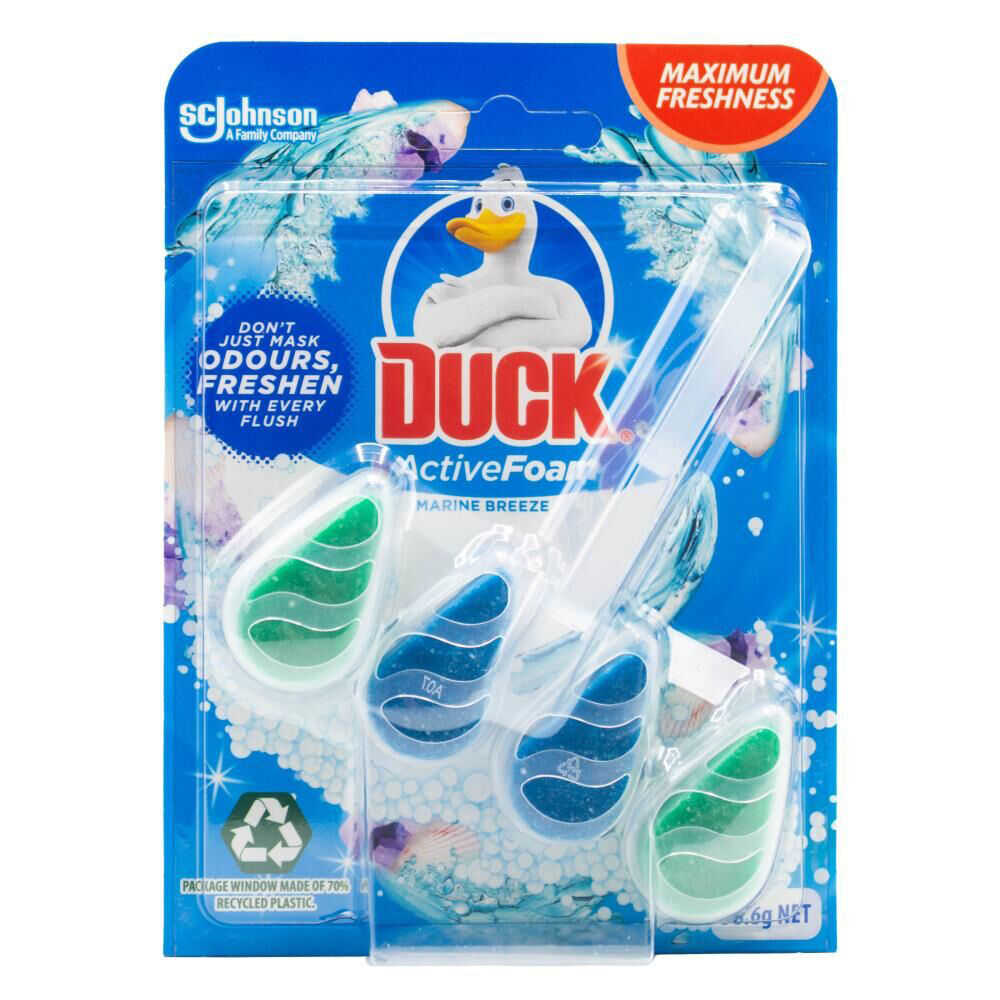 14PK Duck 38.6g Toilet Cage Active Foam Bathroom Freshener Marine Breeze