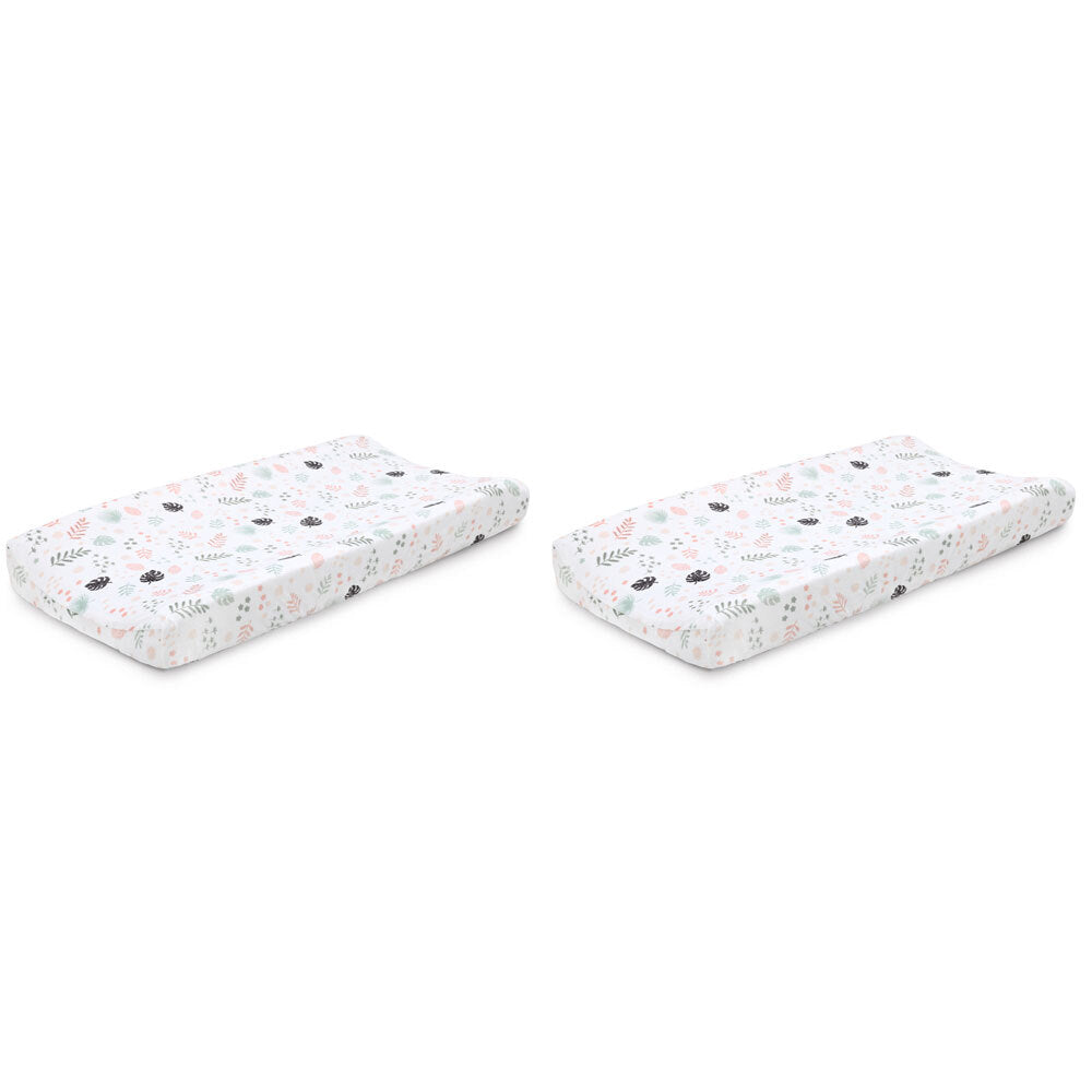 2x Little Haven Infant Polyester Changing Pad Cover/Sleeve Botanical Leaf 81cm
