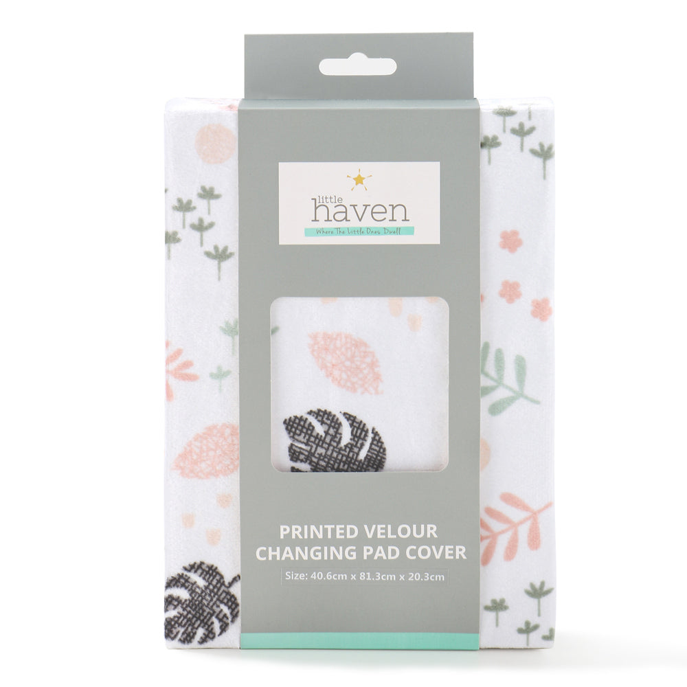 2x Little Haven Infant Polyester Changing Pad Cover/Sleeve Botanical Leaf 81cm