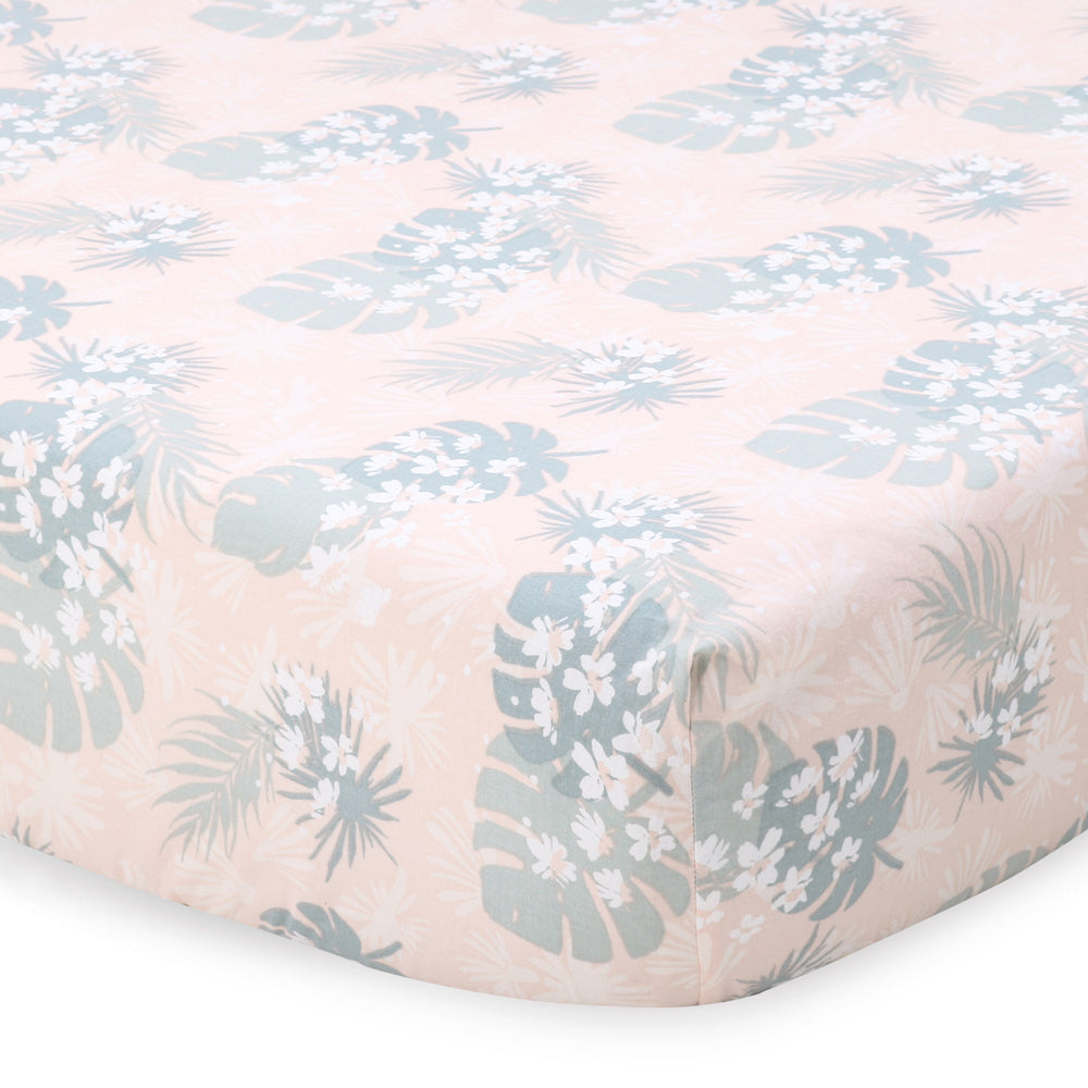 2PK Little Haven Baby/Infant Cotton Fitted Cot Sheet Botanical Leaf 135cm