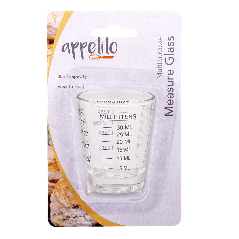 6PK Appetito Multipurpose Measure Glass 30ml Home Kitchen Cooking