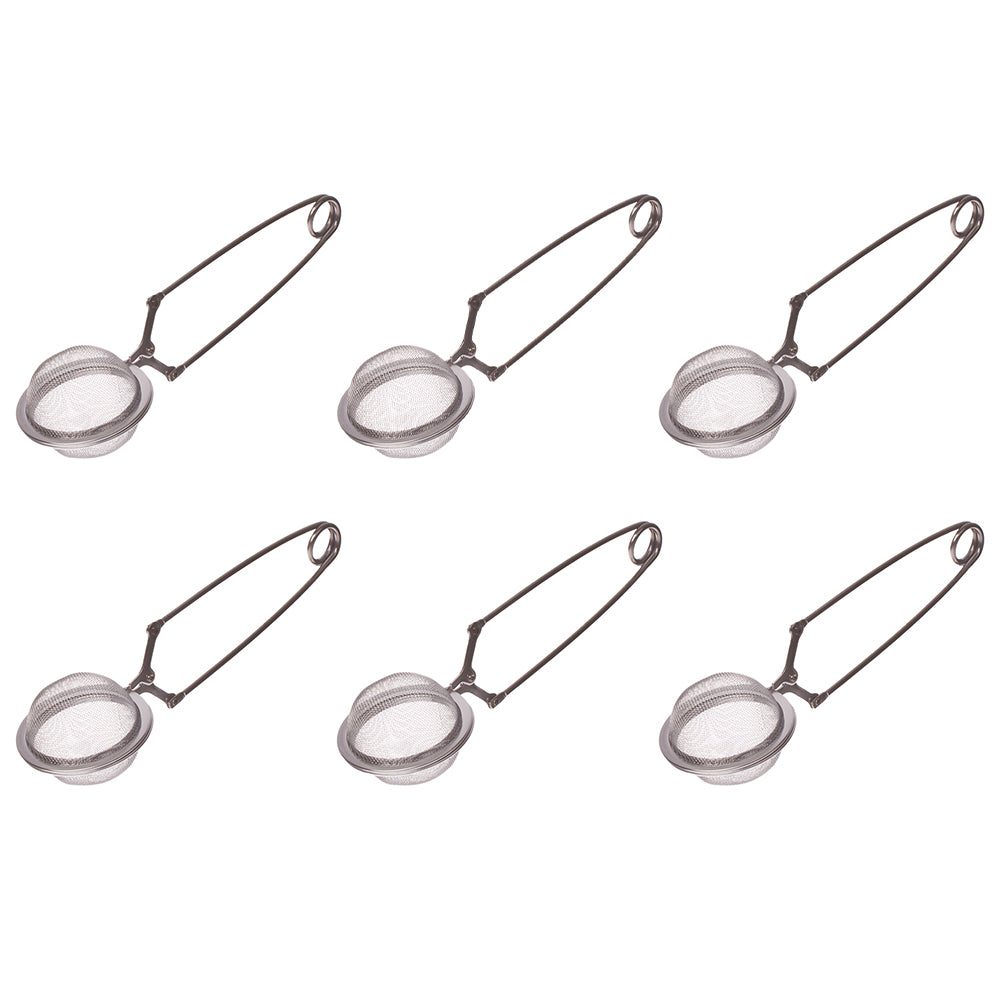 6PK Teaology Stainless Steel Mesh Spring Tea Leaf Infuser - Silver