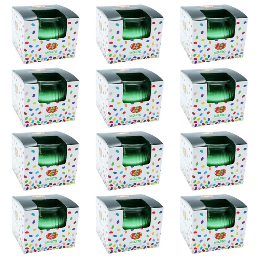 12PK Jelly Belly Mojito Scented Candle Pot Home Room Fragrance 85g Green