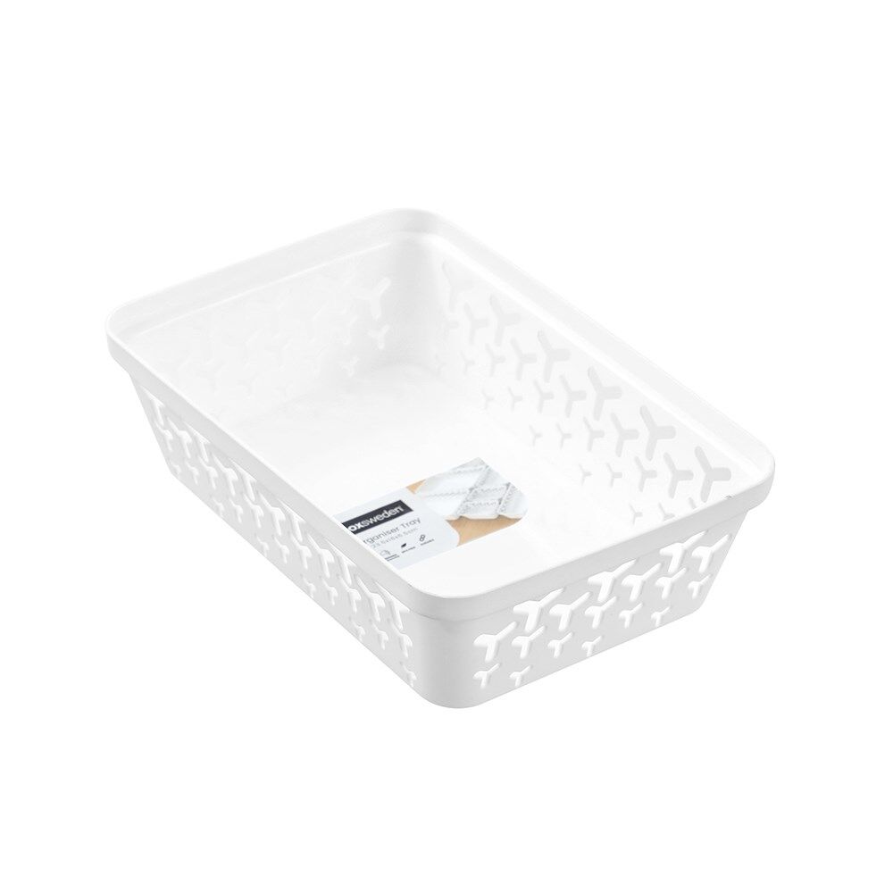 24PK Boxsweden Star Organiser Tray Versatile Rectangular 23.5x16x6.5cm White