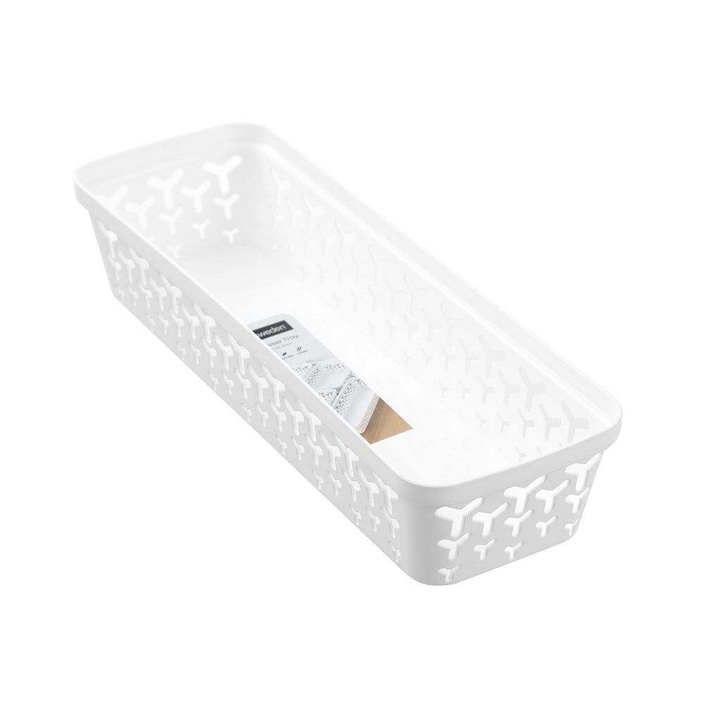 24PK Boxsweden Star Organiser Tray Versatile Sleek Rectangular 33x11x6.5cm White
