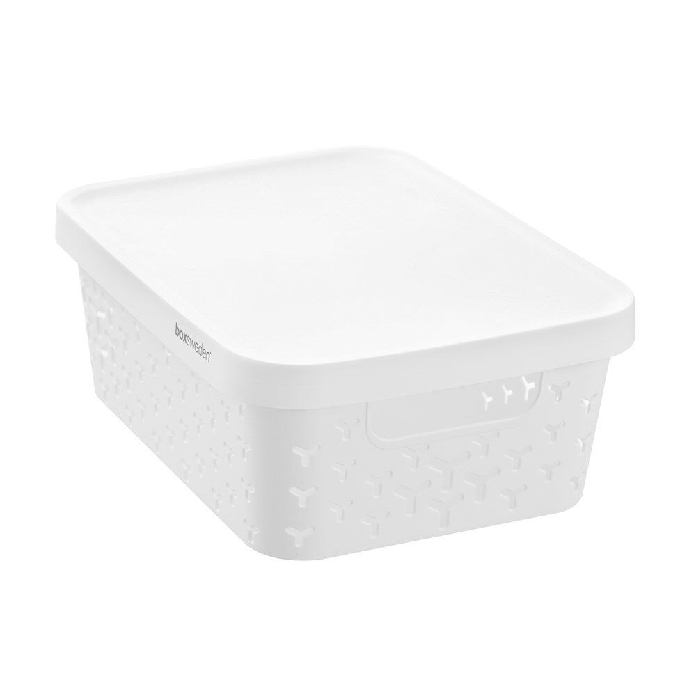 8PK Boxsweden Star Basket Lidded Versatile Organiser 10L 36x27x13.5cm White