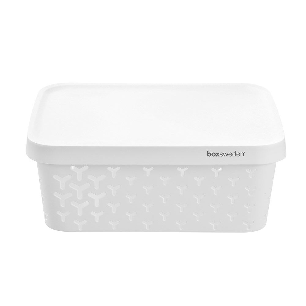 8PK Boxsweden Star Basket Lidded Versatile Organiser 10L 36x27x13.5cm White