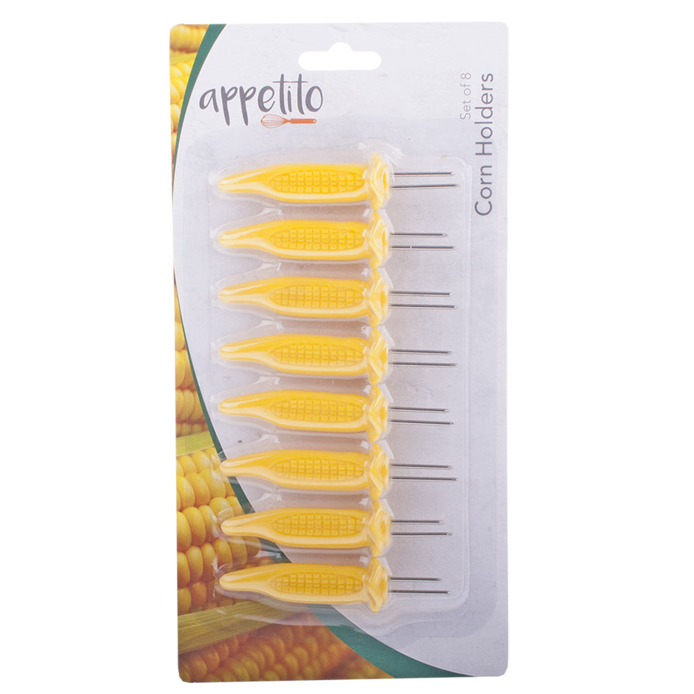 6x 8pc Appetito Corn Holders Home Kitchen Cooking Accessory - Yellow