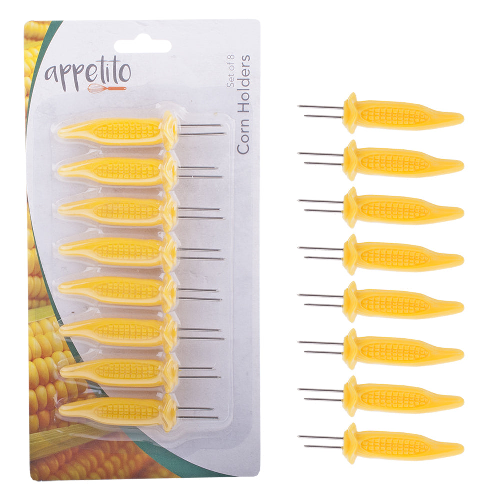 6x 8pc Appetito Corn Holders Home Kitchen Cooking Accessory - Yellow