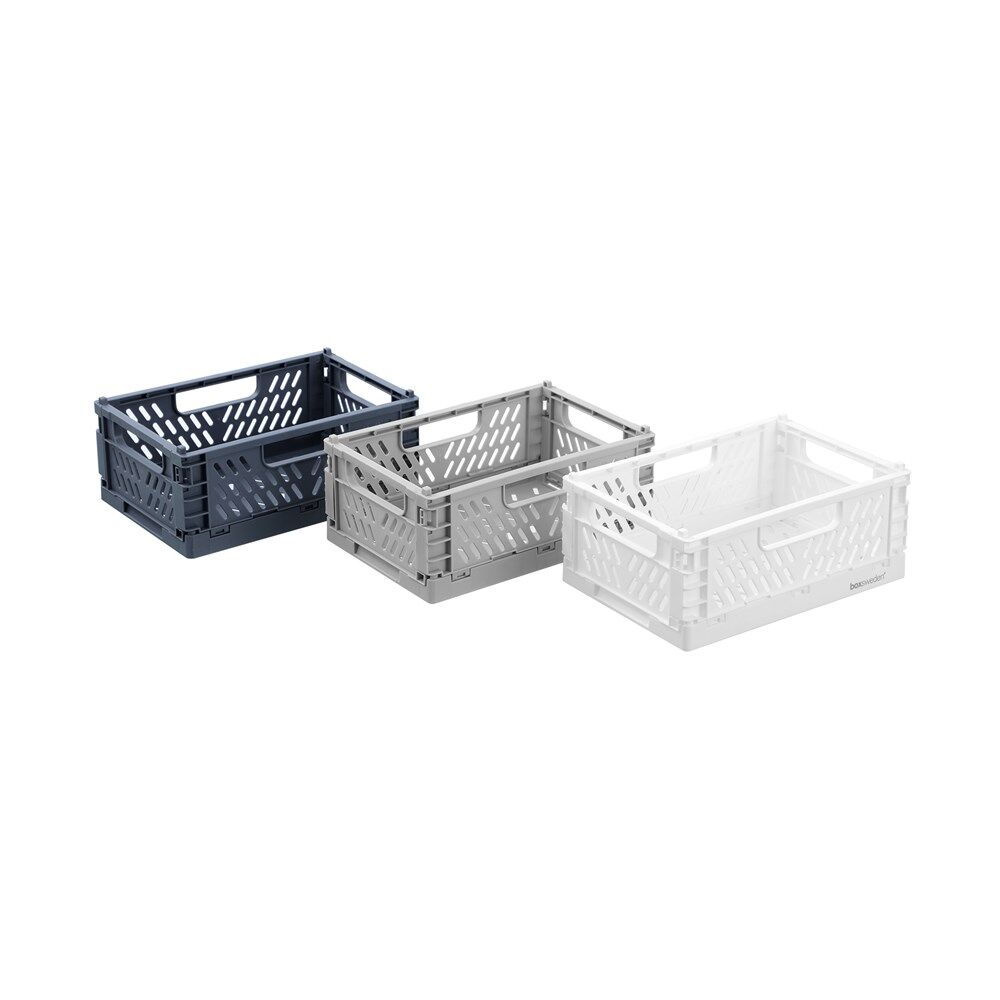 24PK Boxsweden Foldaway Storage Basket Organiser 2.2L 22x15x8.5cm Assorted