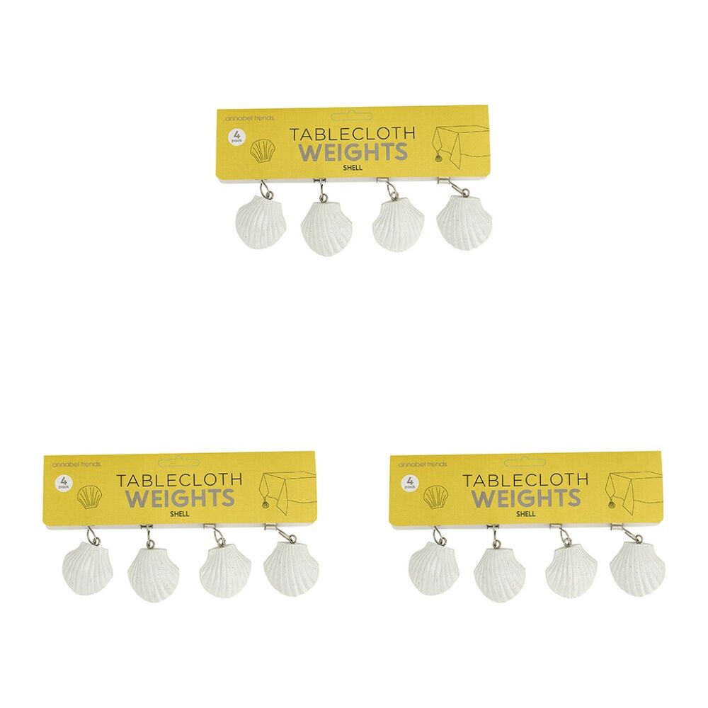 12pc Annabel Trends Tablecloth Weights Clip On Shell White