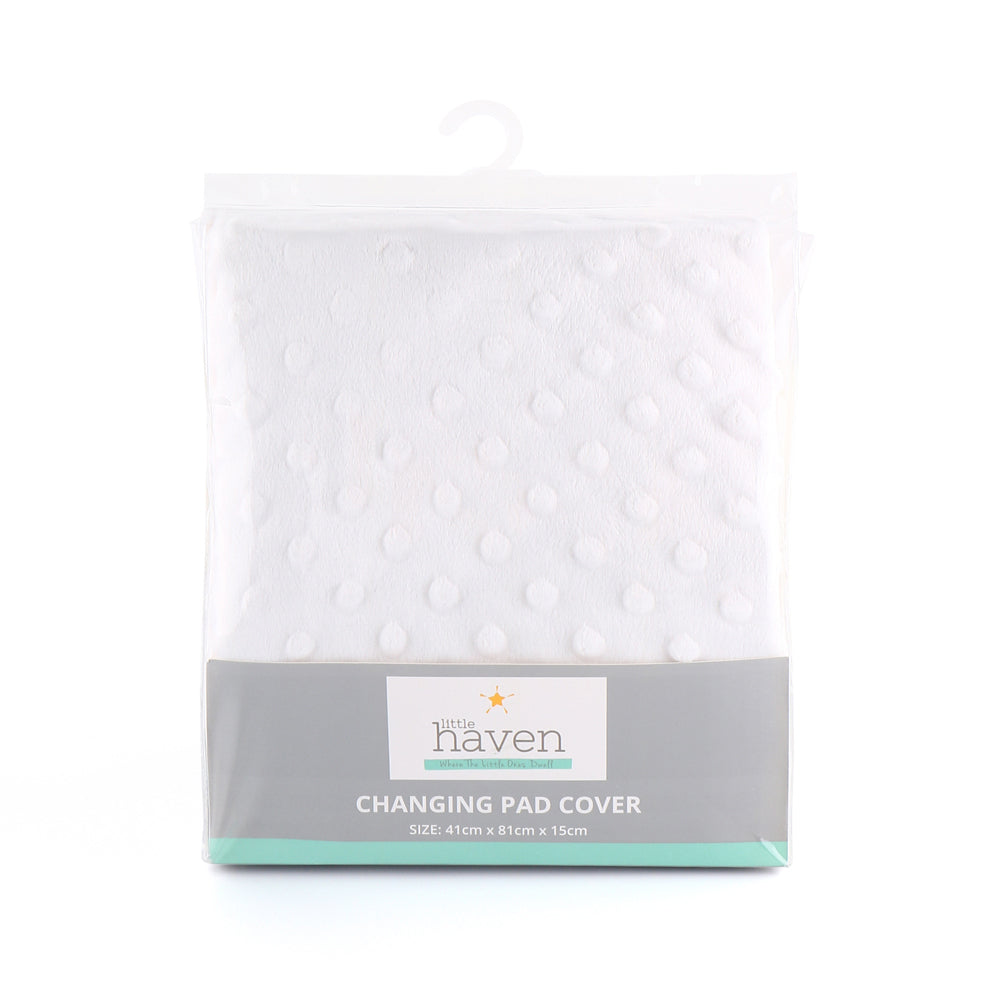 2PK Little Haven Baby/Infant Change Pad Cover Dot Velour 81cm - White