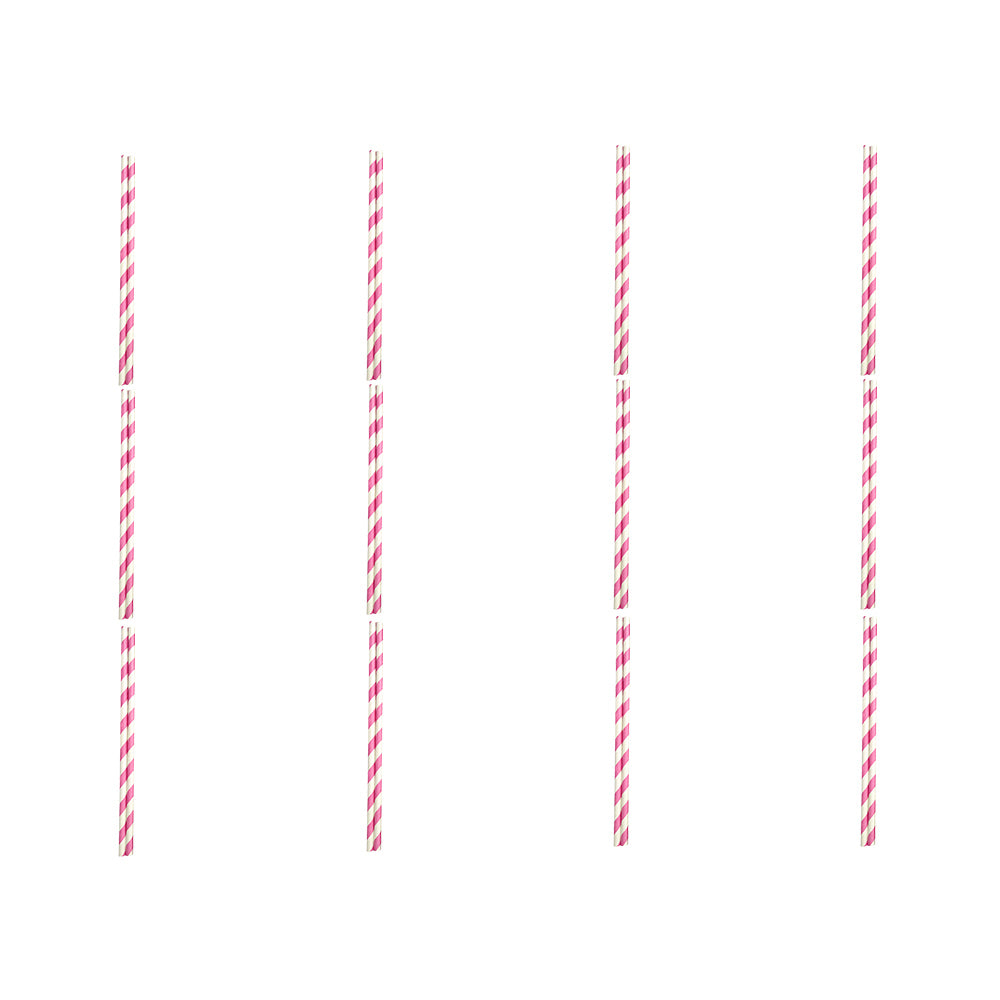 12x 50pc Appetito Disposable Paper Straws Home Kitchen - Pink Stripes
