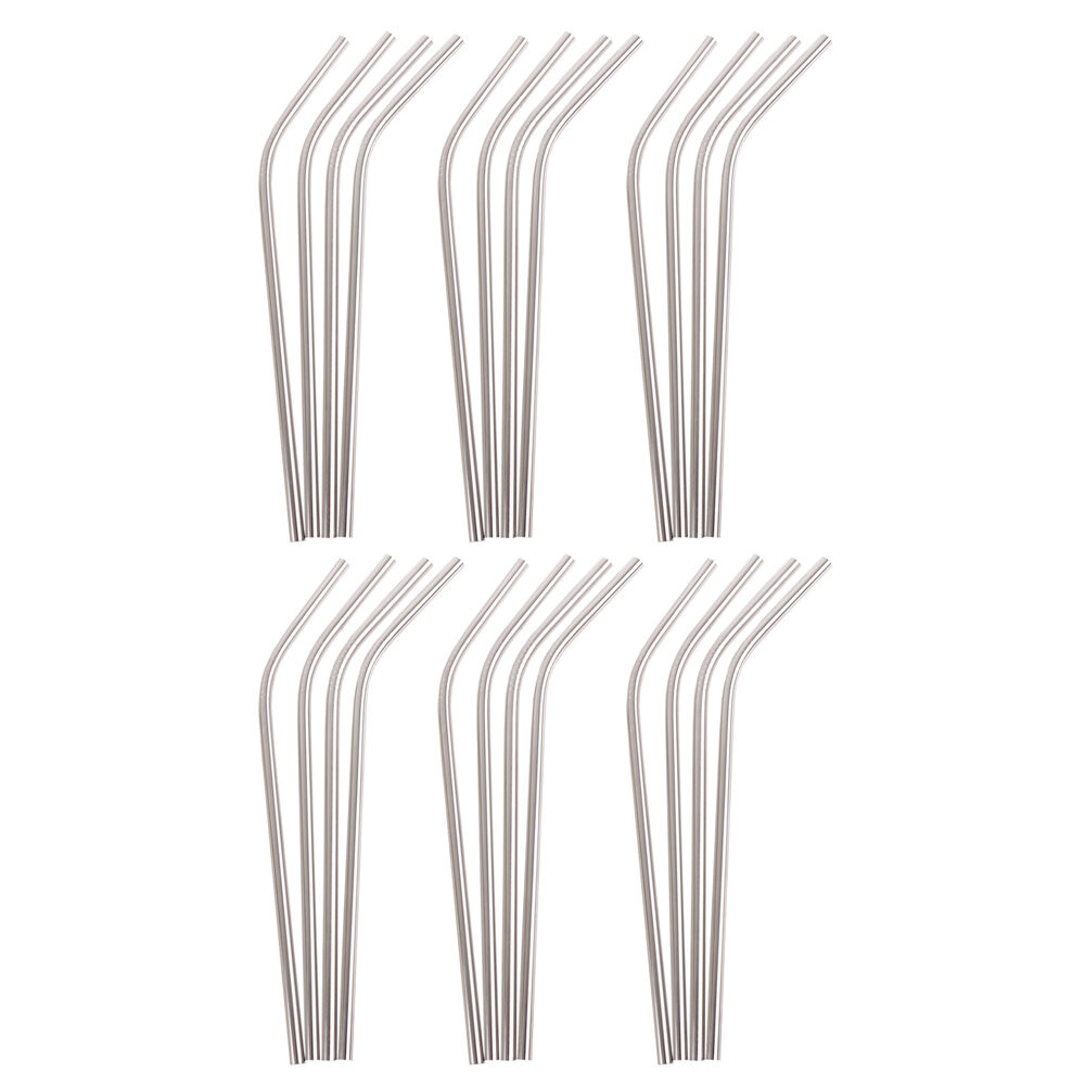 24PK Appetito Stainless Steel Reusable Bent Drinking Straws Home Kitchen