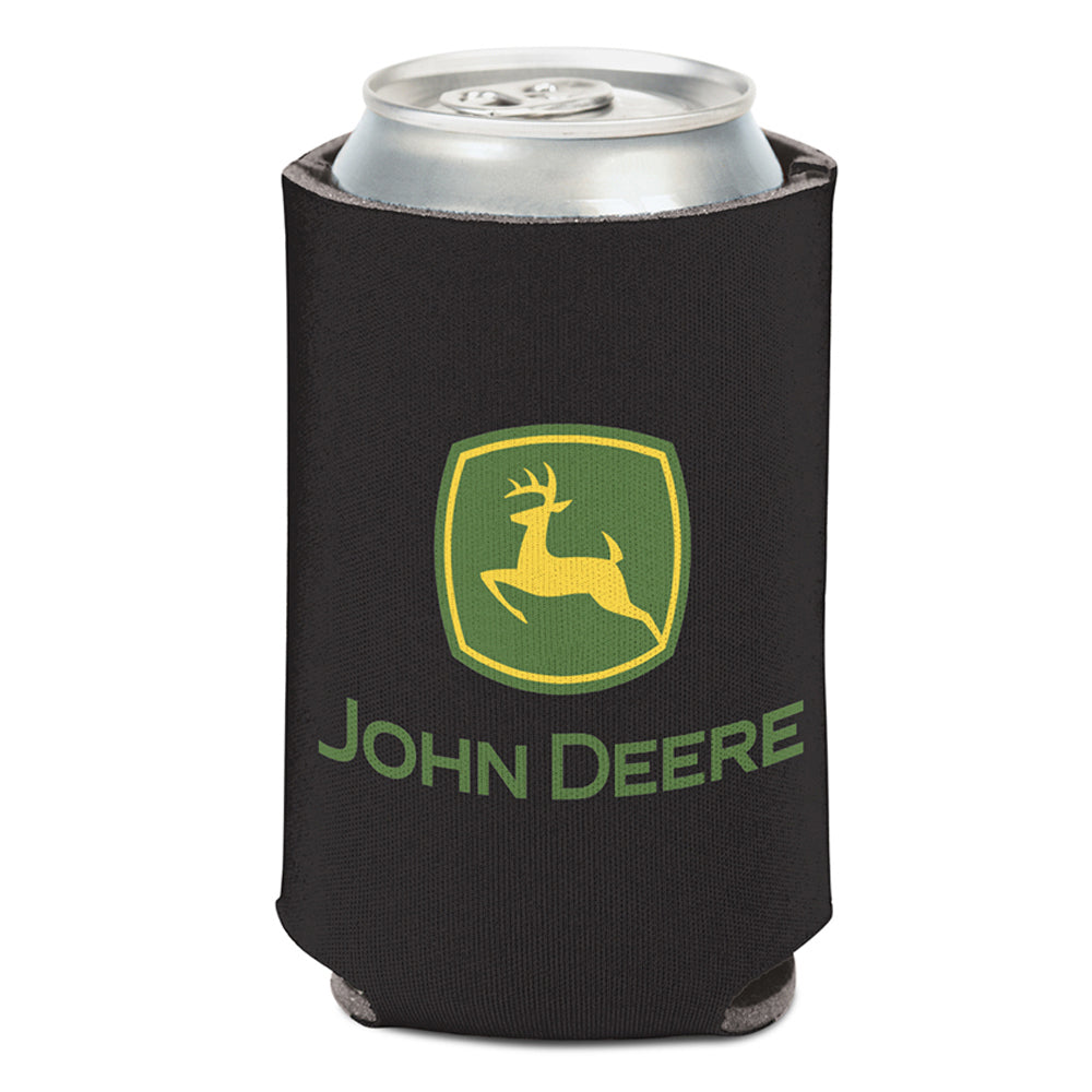 3PK John Deere Can Cooler-Black with Logo 2-Sided 12oz/375ml