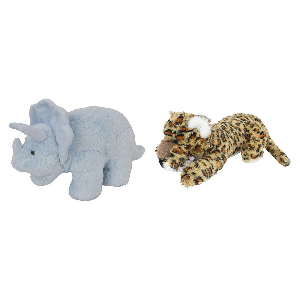 2pc Ollie & Paige Rex The Triceratops & Oscar The Leopard Stuffed Toy 3y+