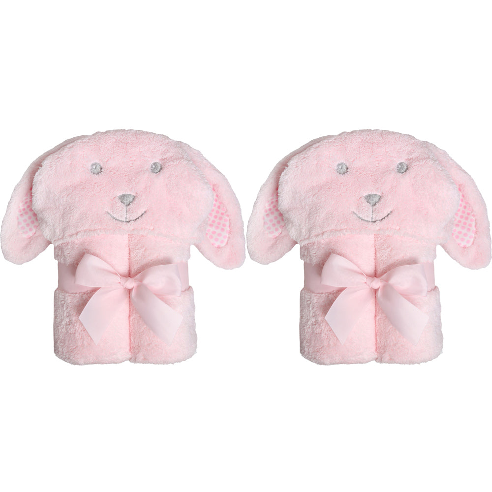 2PK Ollie & Paige Kids Hooded Bath Towel/Wrap Tessa The Bunny Pink