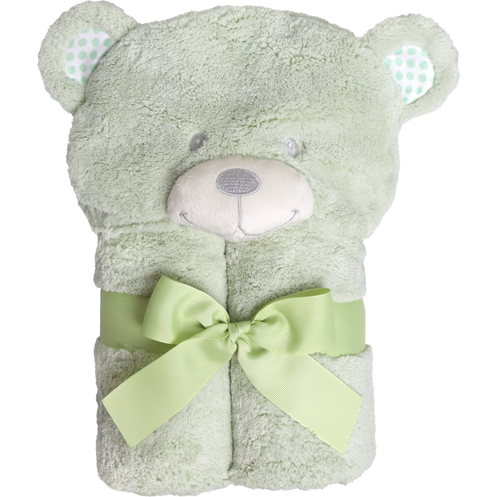 2PK Ollie & Paige Kids Hooded Bath Towel/Wrap Blake The Bear Green
