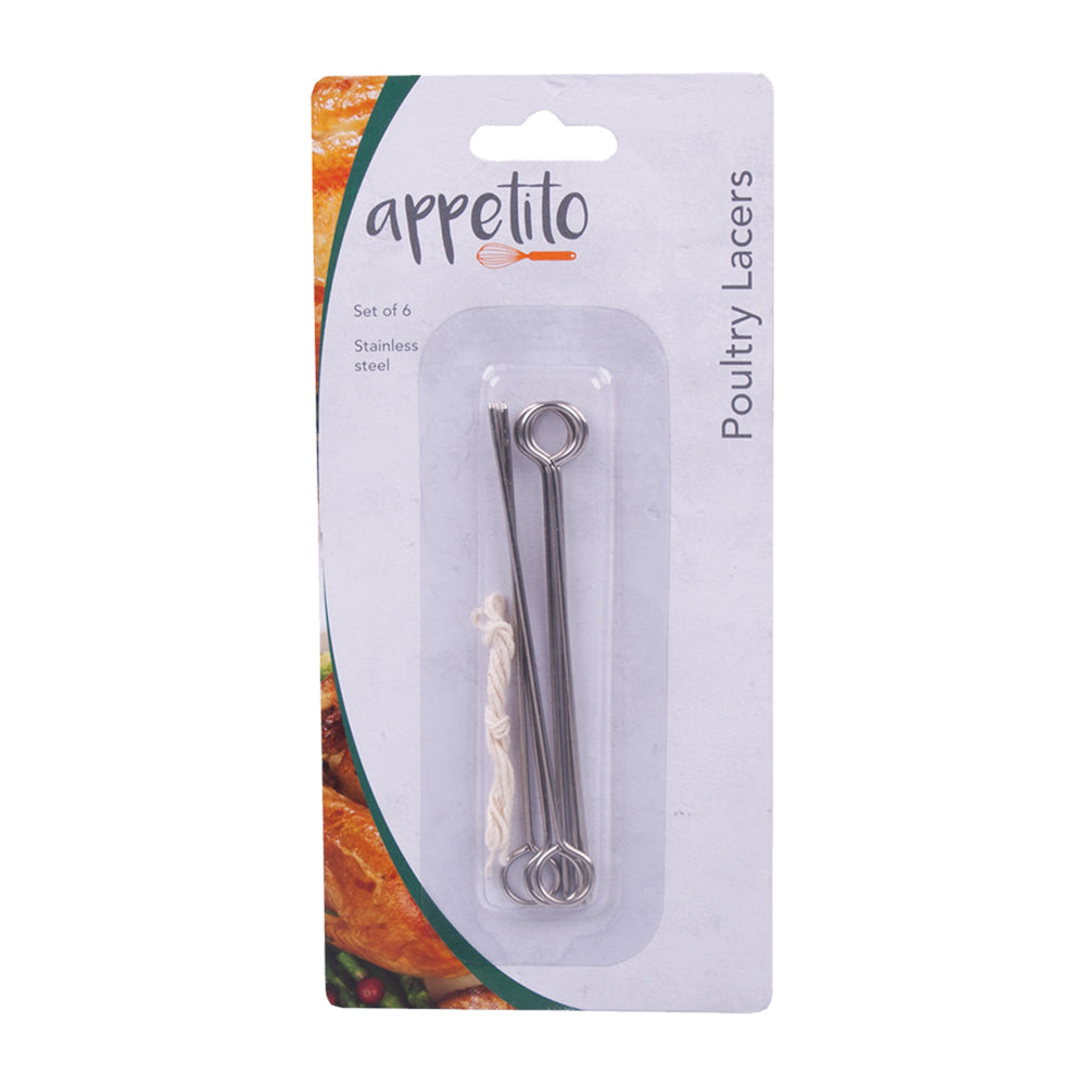 12x 6pc Appetito Stainless Steel Poultry Lacers Kitchen Cooking Utensil