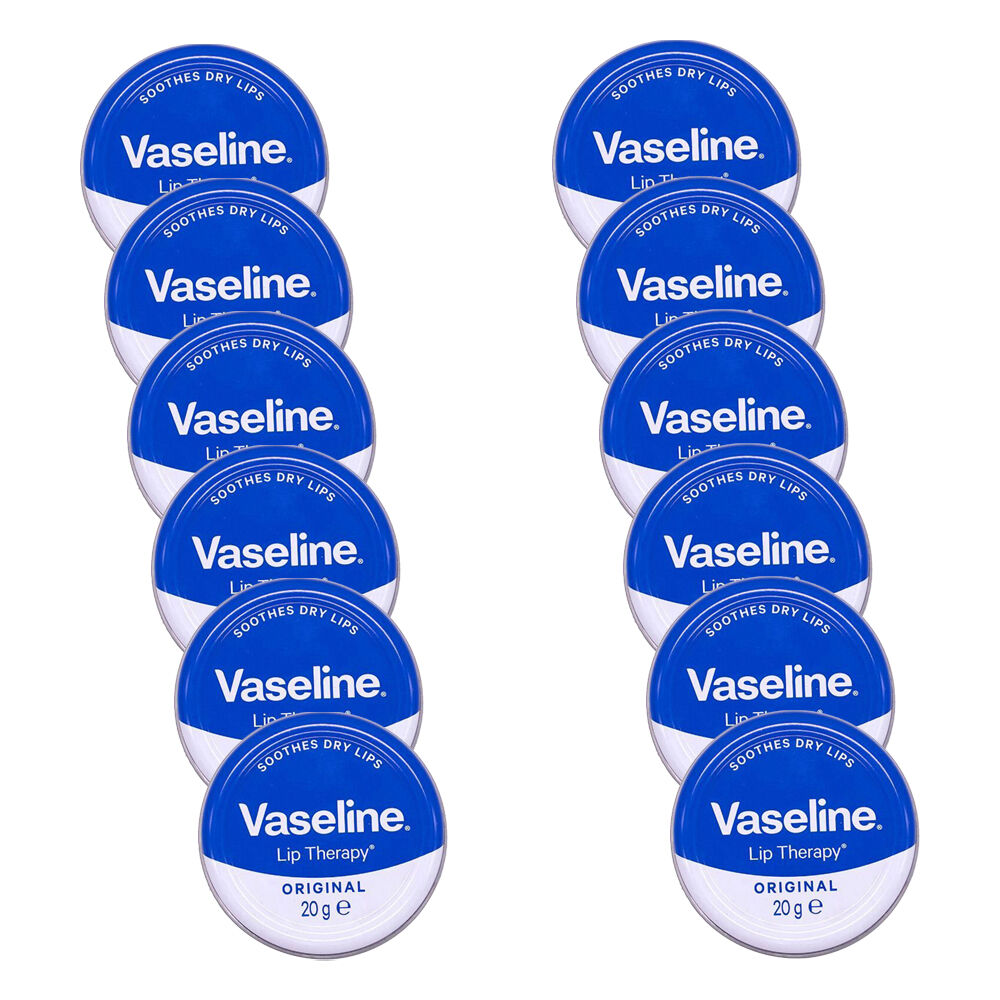 12PK Vaseline Lip Therapy Petroleum Moisturising Jelly Balm 20g Original