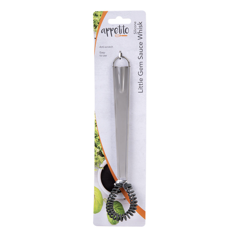 6PK Appetito Silicone Little Gem Sauce Whisk Charcoal Grey