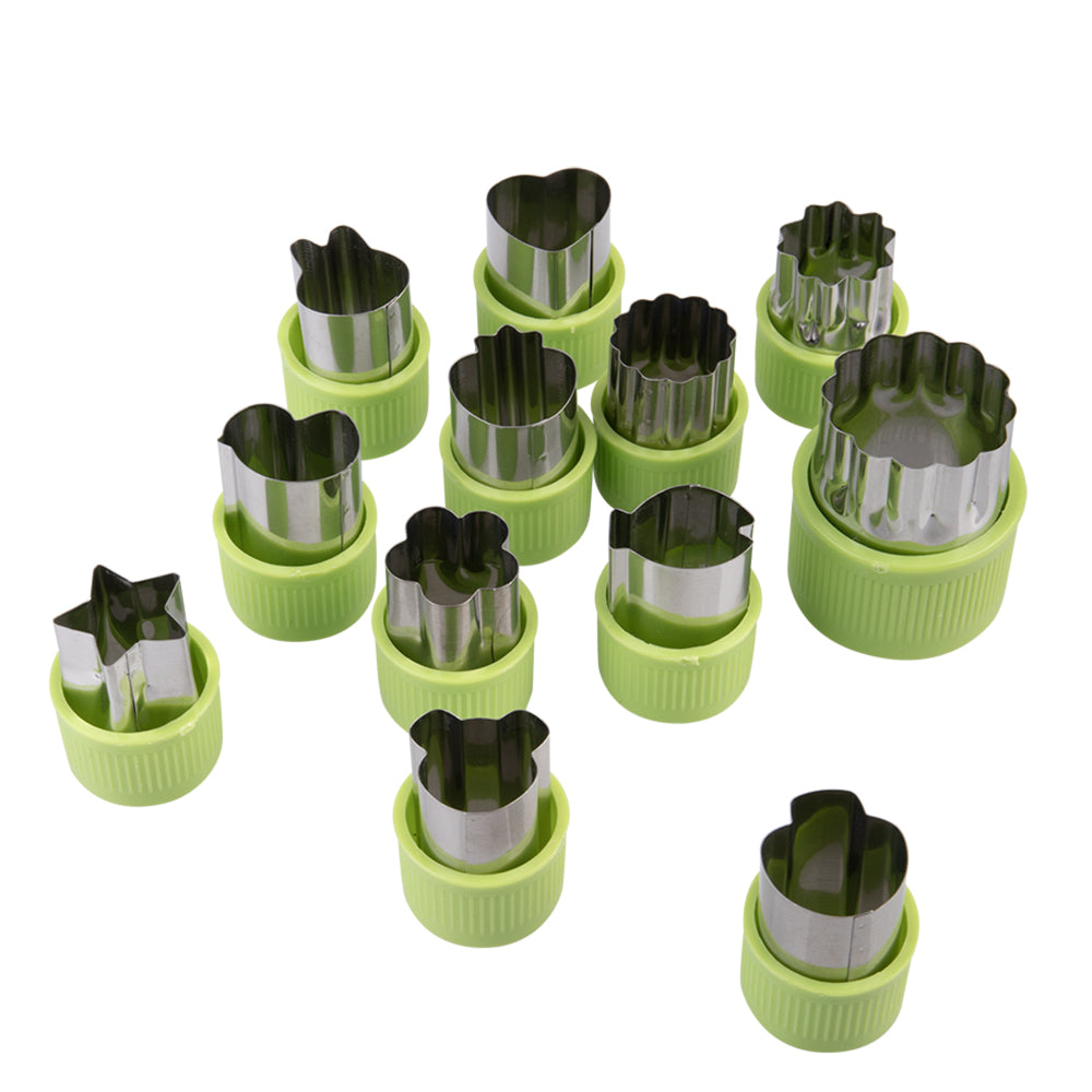 3x 12pc Appetito Fruit & Vegetable Cutters Set Shapes Green