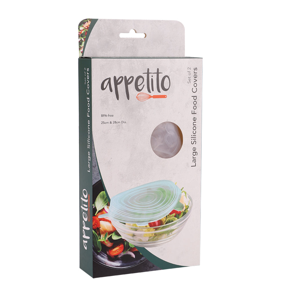2x 2pc Appetito Reusable Silicone Food Covers Home Kitchen Cooking 25/28cm