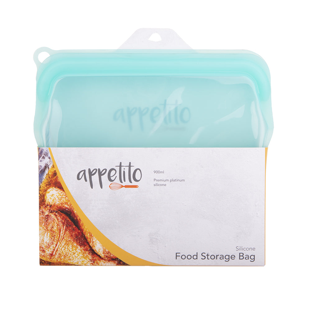 3PK Appetito Silicone Large Food Storage Bag 900ml Aqua