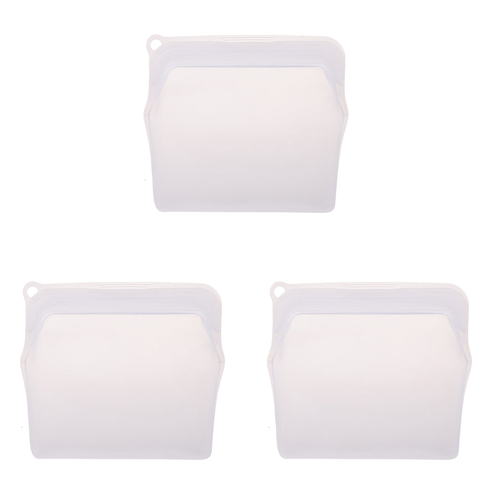 3PK Appetito Silicone Large Food Storage Bag 900ml White