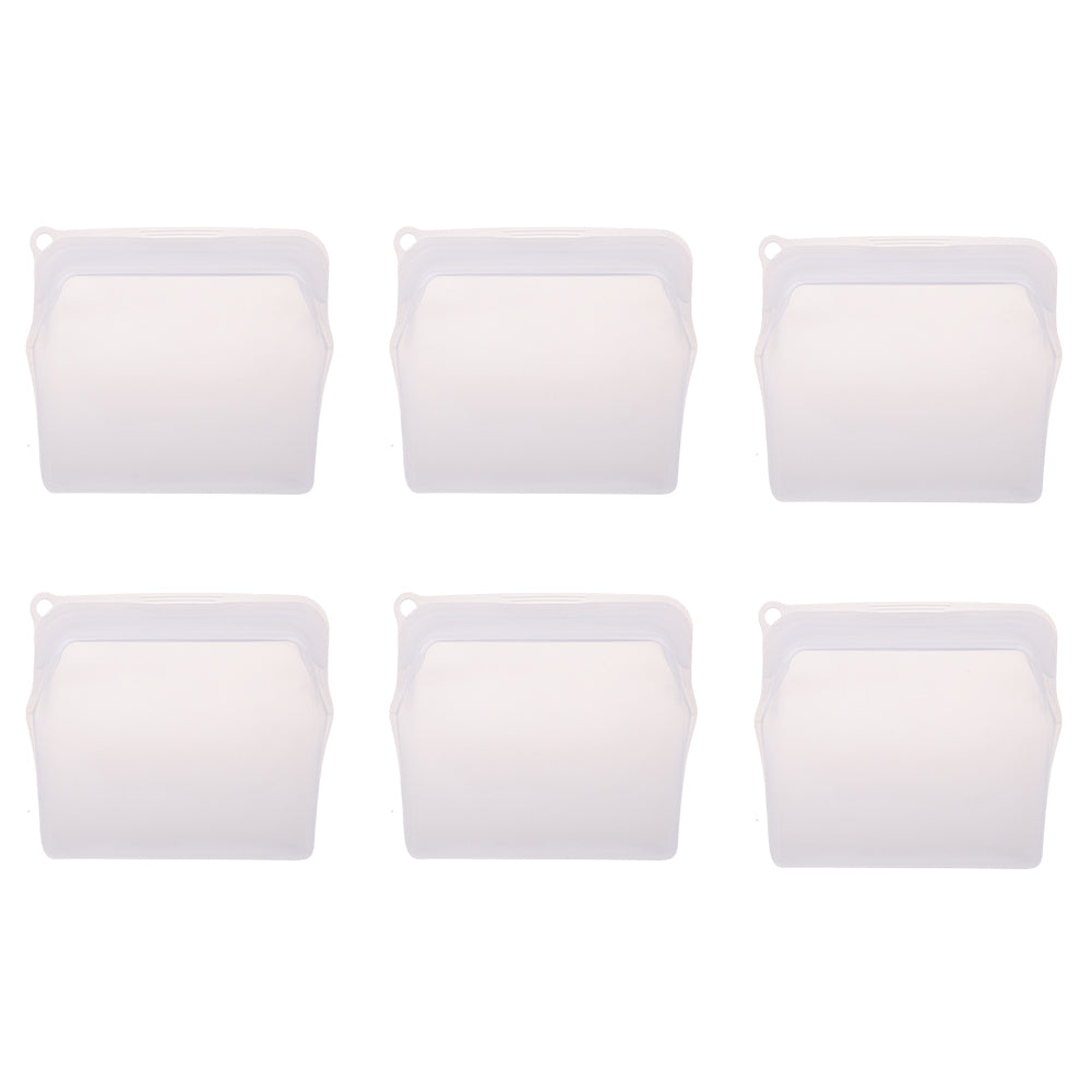 6PK Appetito Silicone Large Food Storage Bag 900ml White