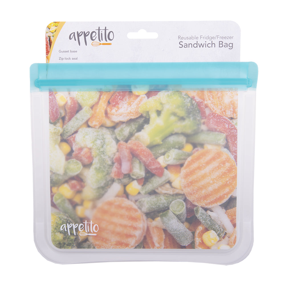 6PK Appetito Reusable Fridge/Freezer Sandwich Bag 4 Cup/1L Blue